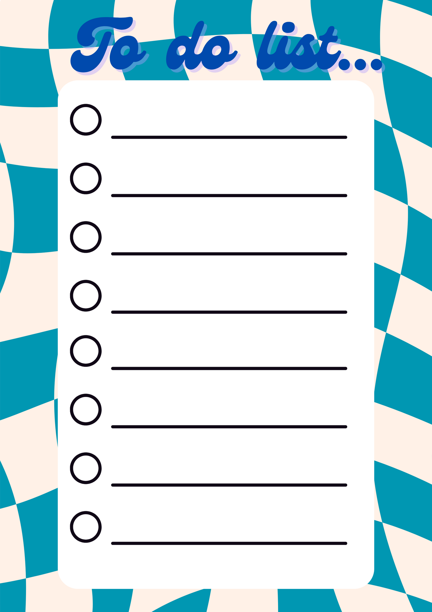 Groovy check to do list digital print
