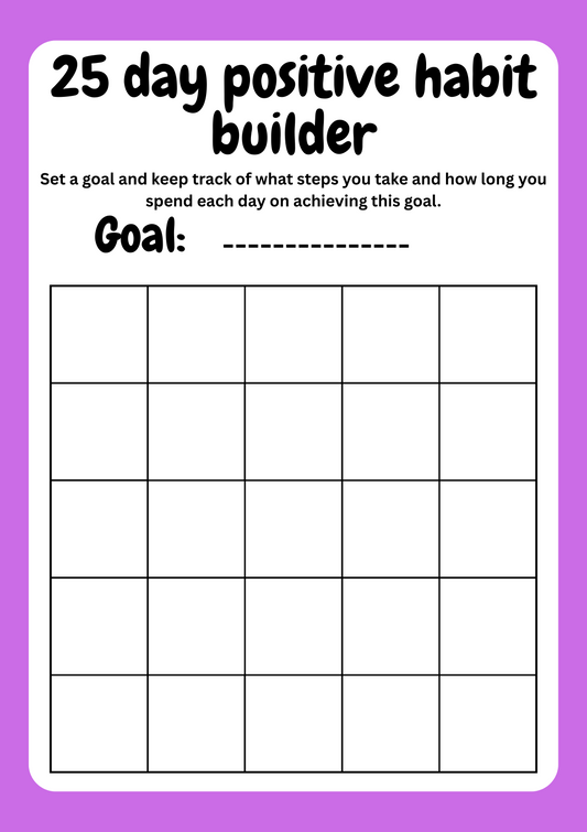 25 day positive habit builder digital print