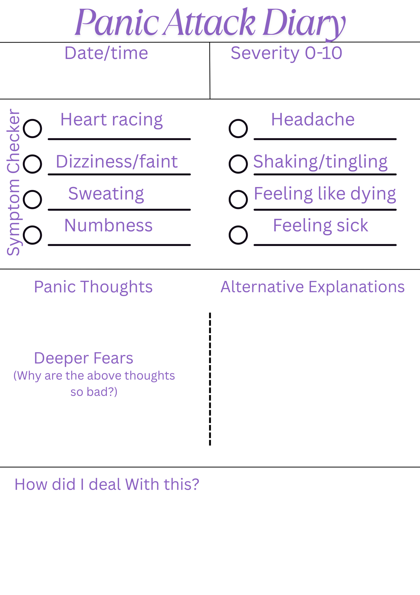 Panic Attack Diary Digital Print