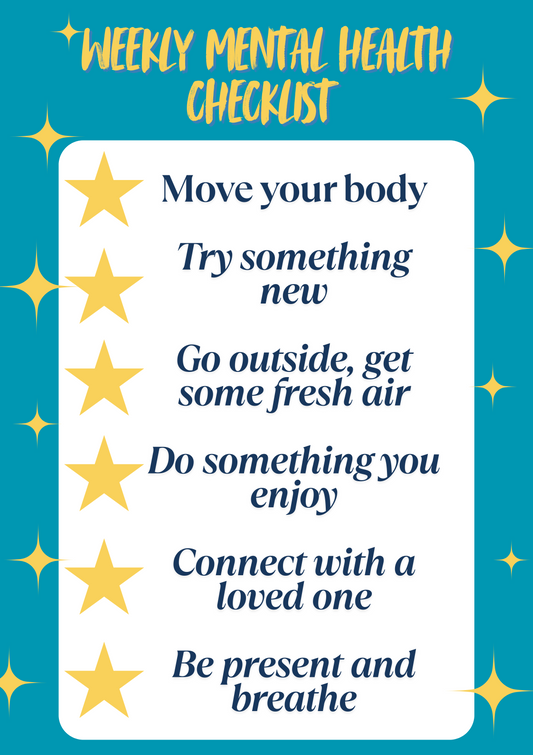Weekly mental health checklist digital print